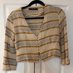 Zara Basic Patterned Cropped Blouse